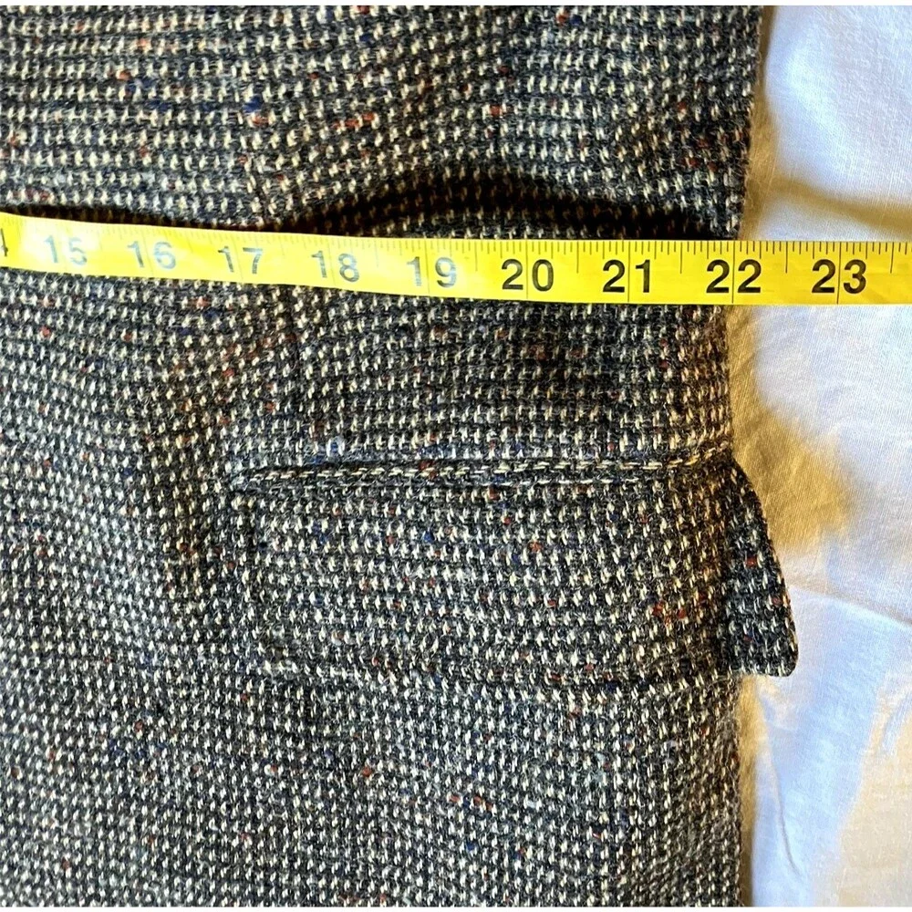 Stanley Blacker Vintage Tweed Wool Sport Coat Gray Fleck Check 42 44 USA Preppy